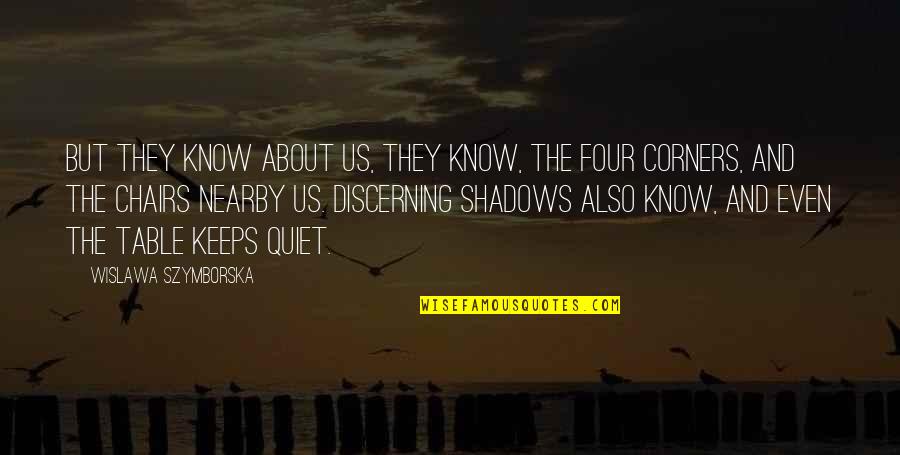 Four Corners Quotes By Wislawa Szymborska: But they know about us, they know, the