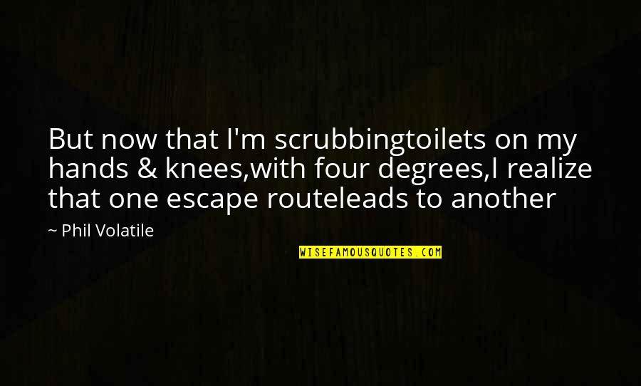 Four Hands Quotes By Phil Volatile: But now that I'm scrubbingtoilets on my hands Four Hands Quotes By Phil Volatile: But now that I'm scrubbingtoilets on my hands