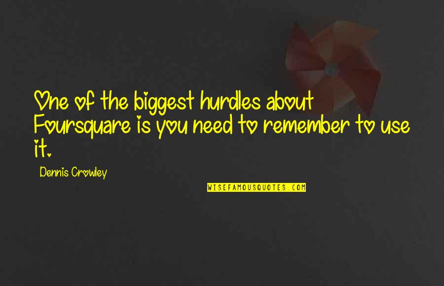 Foursquare's Quotes By Dennis Crowley: One of the biggest hurdles about Foursquare is