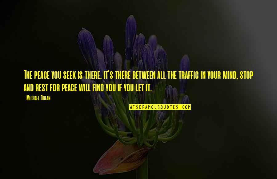 Fower Quotes By Michael Dolan: The peace you seek is there, it's there Fower Quotes By Michael Dolan: The peace you seek is there, it's there