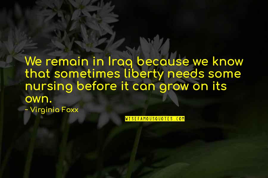 Foxx Quotes By Virginia Foxx: We remain in Iraq because we know that