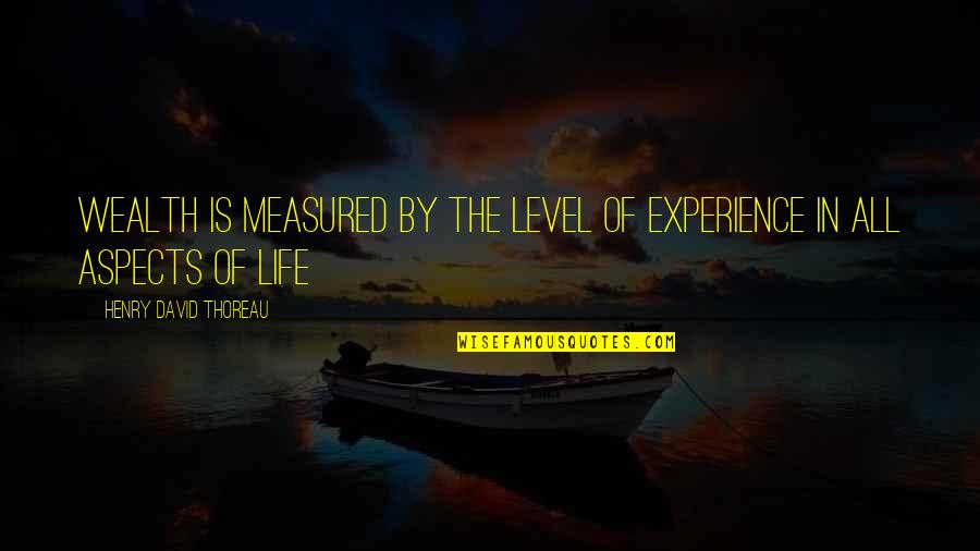 Foyers Quotes By Henry David Thoreau: Wealth is measured by the level of experience