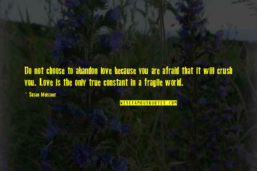 Fragile Love Quotes By Susan Meissner: Do not choose to abandon love because you