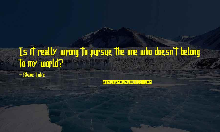Fragilidade Idosos Quotes By Shaine Lake: Is it really wrong to pursue the one