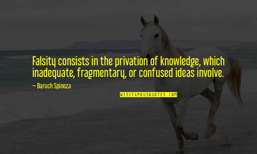 Fragmentary Quotes By Baruch Spinoza: Falsity consists in the privation of knowledge, which