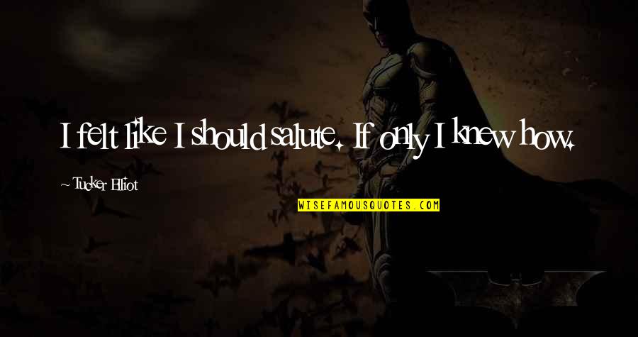Fragments Of Life Quotes By Tucker Elliot: I felt like I should salute. If only Fragments Of Life Quotes By Tucker Elliot: I felt like I should salute. If only
