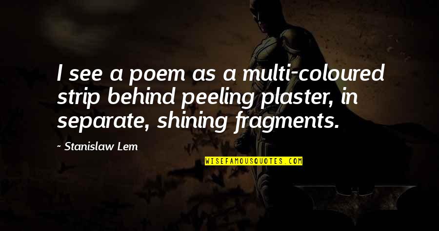 Fragments Quotes By Stanislaw Lem: I see a poem as a multi-coloured strip