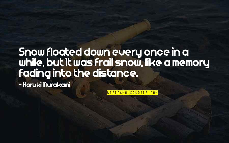 Frail Quotes By Haruki Murakami: Snow floated down every once in a while, Frail Quotes By Haruki Murakami: Snow floated down every once in a while,