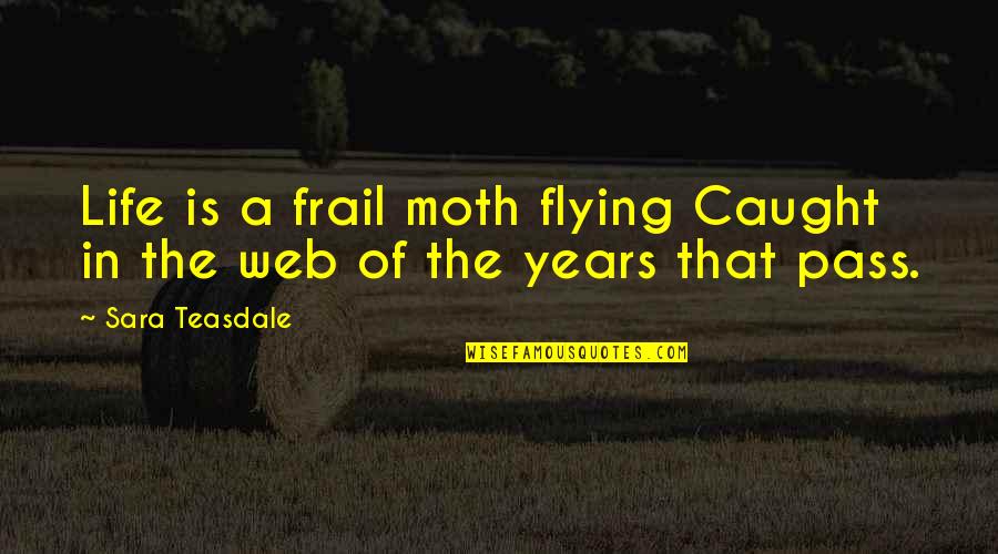 Frail Quotes By Sara Teasdale: Life is a frail moth flying Caught in