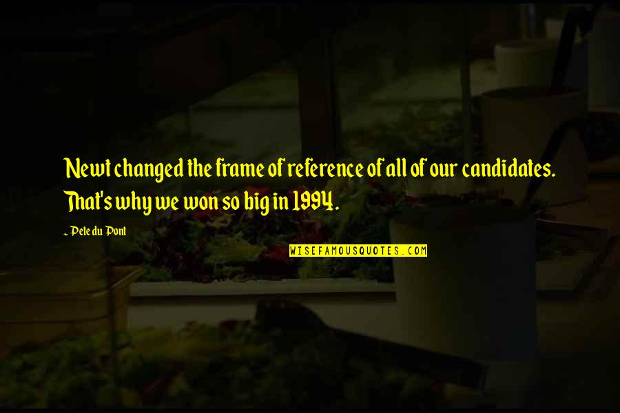 Frame Of Reference Quotes By Pete Du Pont: Newt changed the frame of reference of all