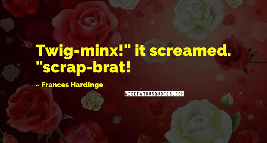 Frances Hardinge quotes: Twig-minx!" it screamed. "scrap-brat!