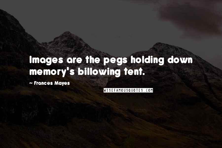 Frances Mayes quotes: Images are the pegs holding down memory's billowing tent.
