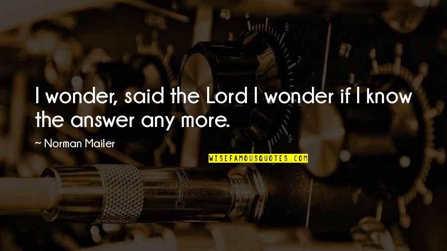 Franchises To Buy Quotes By Norman Mailer: I wonder, said the Lord I wonder if