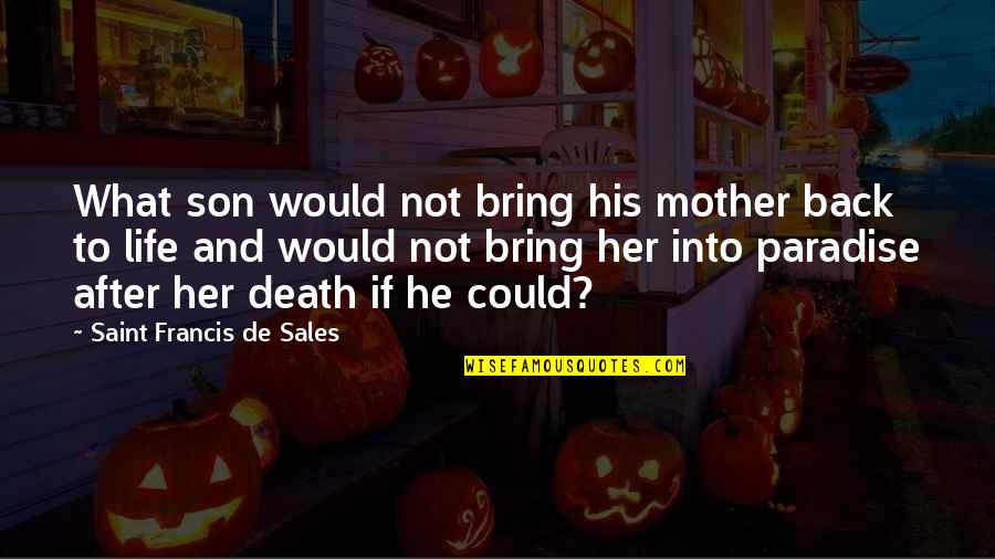 Francis De Sales Quotes By Saint Francis De Sales: What son would not bring his mother back