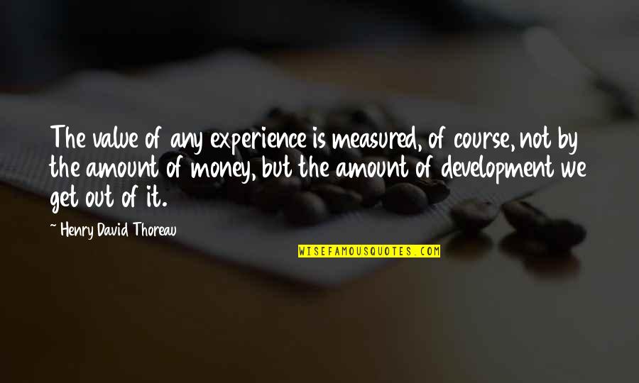 Francisco Cervelli Quotes By Henry David Thoreau: The value of any experience is measured, of