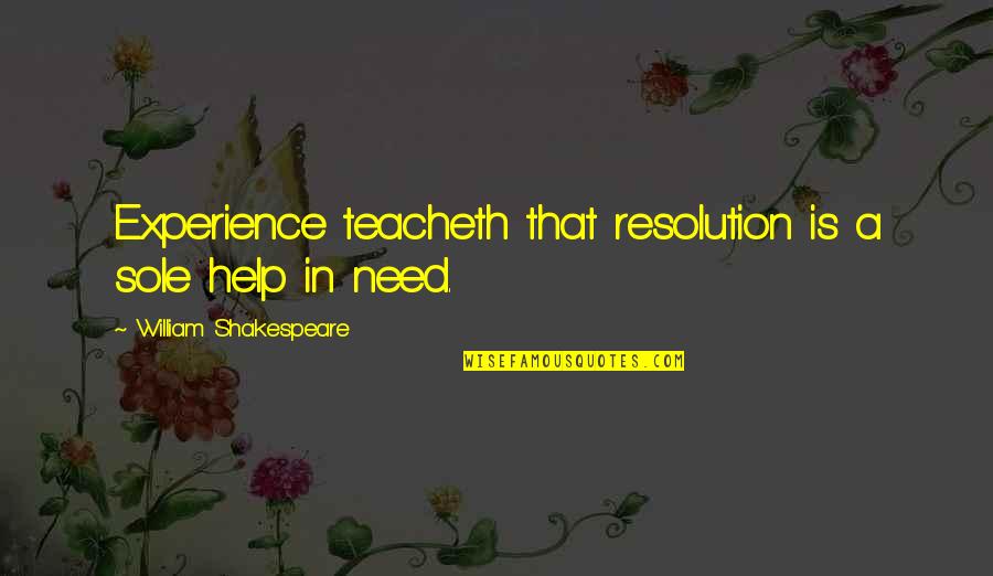 Francisco Stork Quotes By William Shakespeare: Experience teacheth that resolution is a sole help