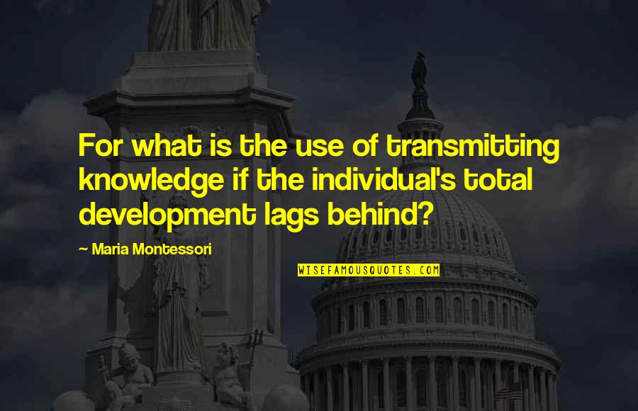 Franciscos Lake Quotes By Maria Montessori: For what is the use of transmitting knowledge
