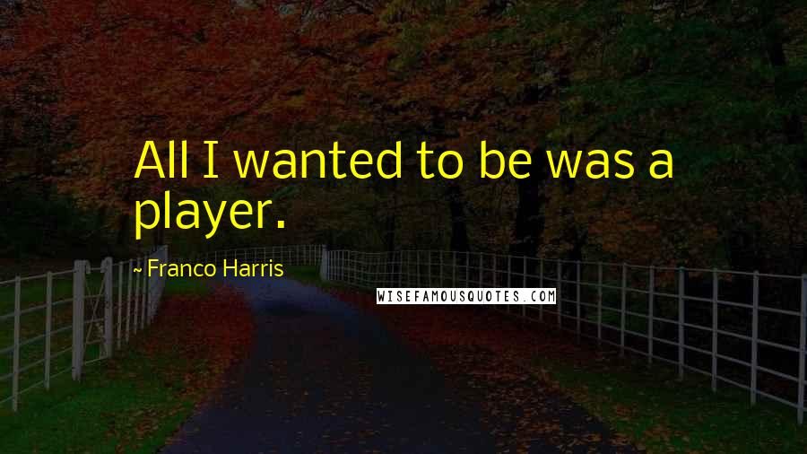 Franco Harris quotes: All I wanted to be was a player.