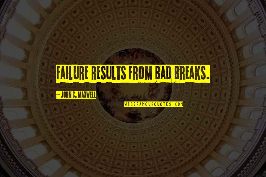 Francoise Sagan Bonjour Tristesse Quotes By John C. Maxwell: Failure results from bad breaks.