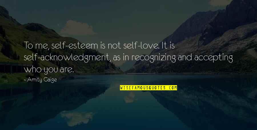 Francophone World Quotes By Amity Gaige: To me, self-esteem is not self-love. It is