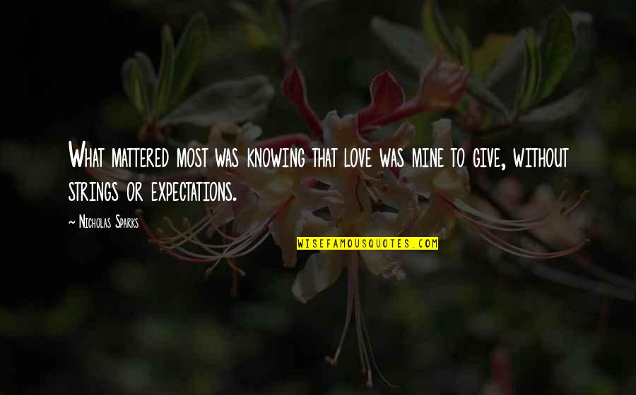 Frank Automotive Quotes By Nicholas Sparks: What mattered most was knowing that love was Frank Automotive Quotes By Nicholas Sparks: What mattered most was knowing that love was