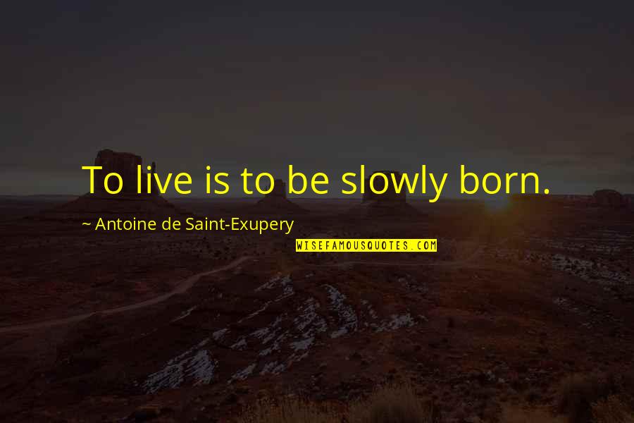 Frank Bama Quotes By Antoine De Saint-Exupery: To live is to be slowly born.