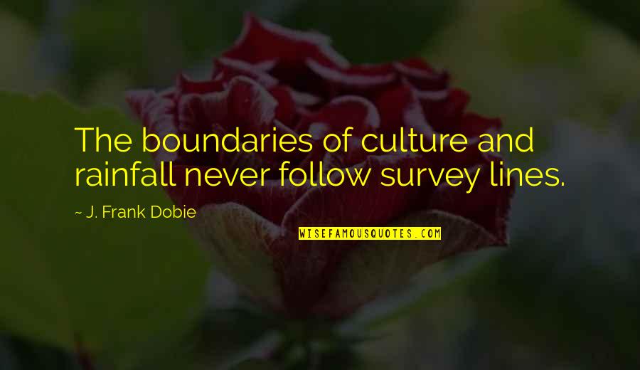 Frank Dobie Quotes By J. Frank Dobie: The boundaries of culture and rainfall never follow
