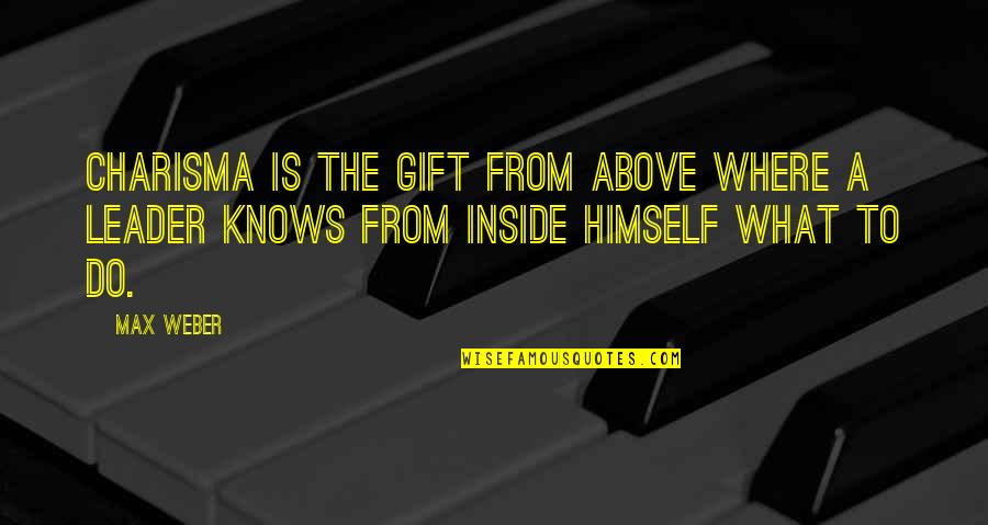 Frank Dufresne Quotes By Max Weber: Charisma is the gift from above where a