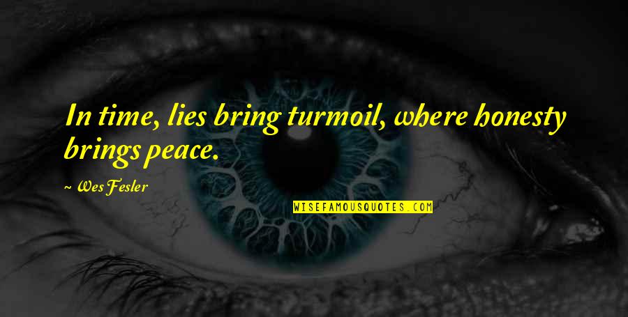 Frank Gallagher Funny Quotes By Wes Fesler: In time, lies bring turmoil, where honesty brings