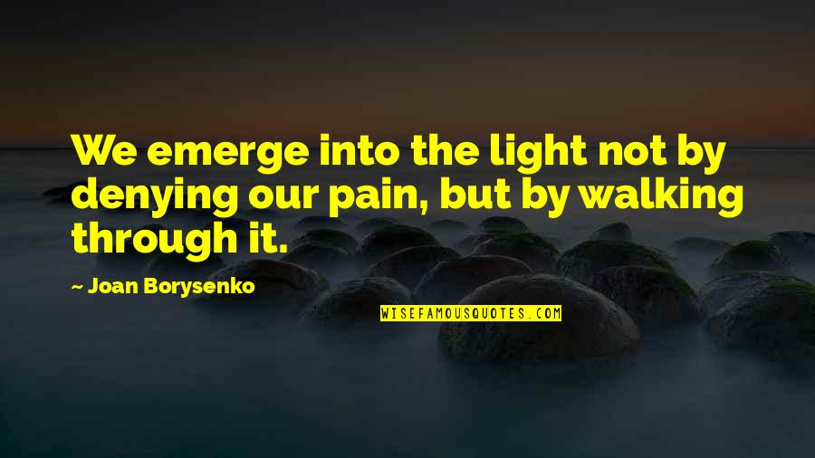 Frank Grain Quotes By Joan Borysenko: We emerge into the light not by denying