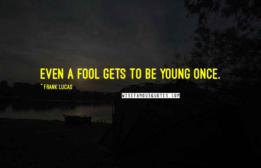 Frank Lucas quotes: Even a fool gets to be young once.