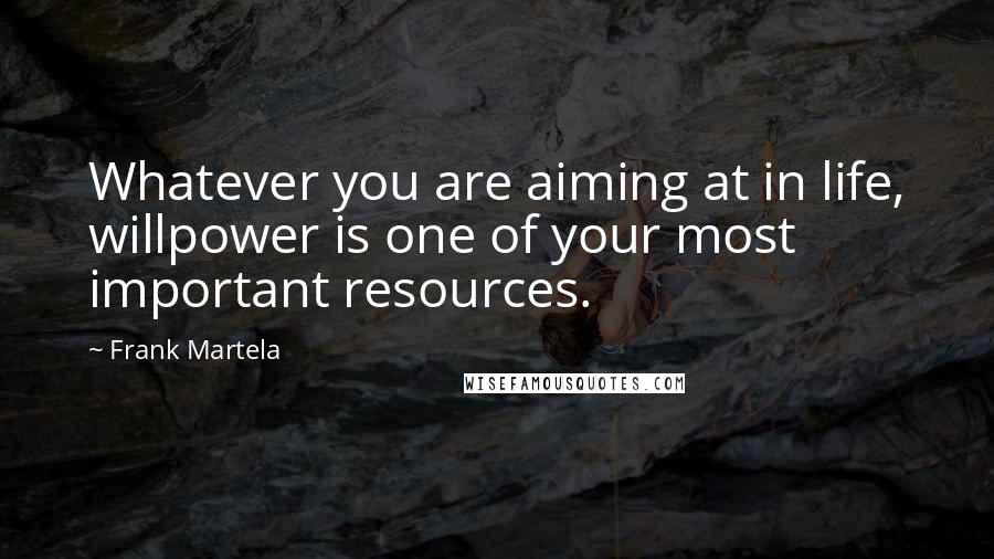 Frank Martela quotes: Whatever you are aiming at in life, willpower is one of your most important resources.