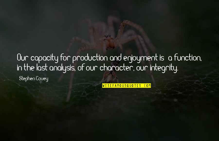 Frank Ocean Music Quotes By Stephen Covey: Our capacity for production and enjoyment is ?a Frank Ocean Music Quotes By Stephen Covey: Our capacity for production and enjoyment is ?a