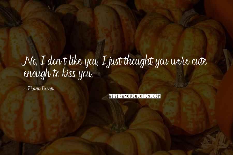 Frank Ocean quotes: No, I don't like you, I just thought you were cute enough to kiss you.