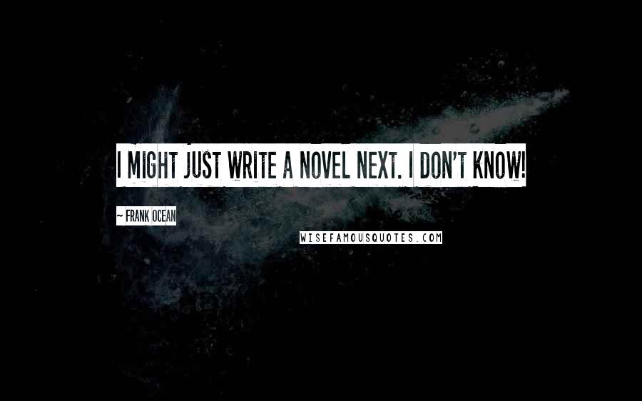 Frank Ocean quotes: I might just write a novel next. I don't know!