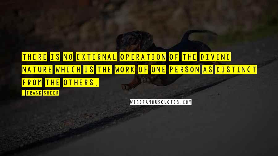 Frank Sheed quotes: There is no external operation of the divine nature which is the work of one Person as distinct from the Others.