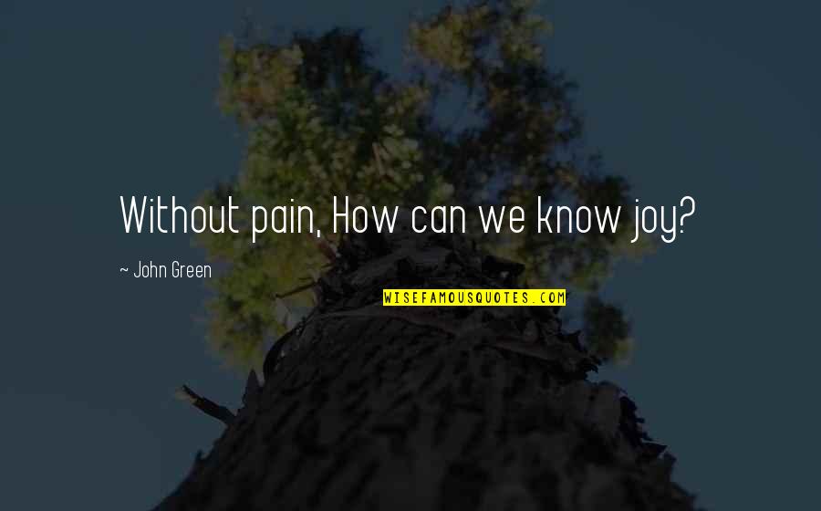 Frank Zane Quotes By John Green: Without pain, How can we know joy?