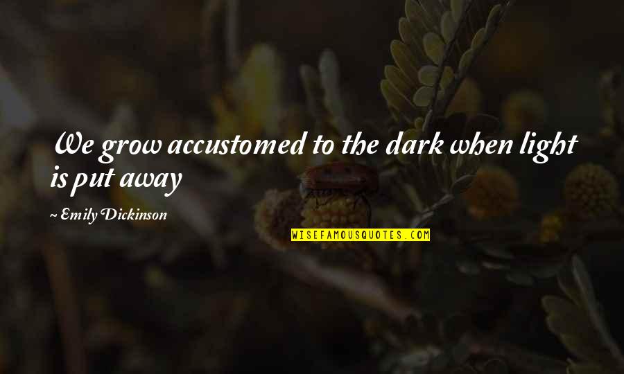 Frankenstein Frame Narrative Quotes By Emily Dickinson: We grow accustomed to the dark when light