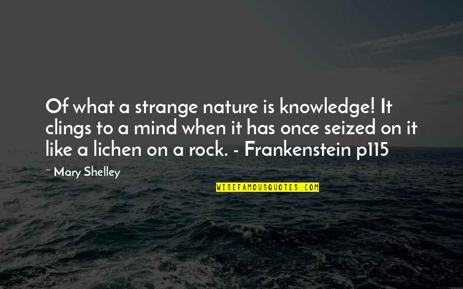 Frankenstein Mary Shelley Quotes By Mary Shelley: Of what a strange nature is knowledge! It