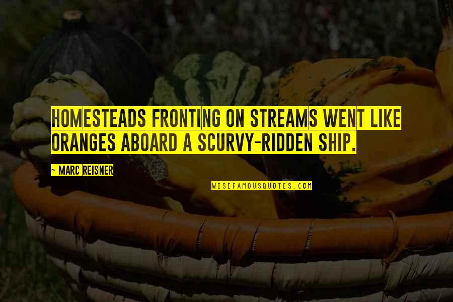 Frankenstein Nurture Vs Nature Quotes By Marc Reisner: Homesteads fronting on streams went like oranges aboard