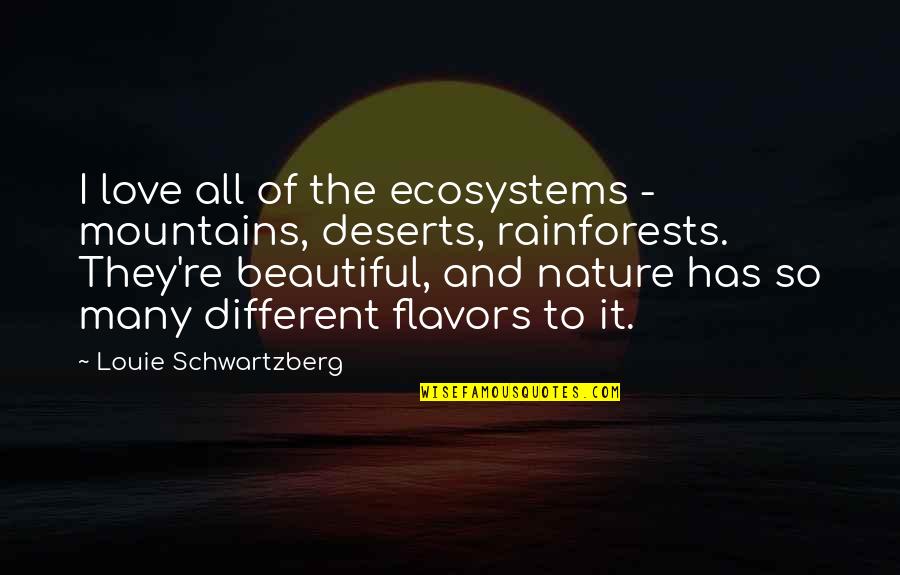 Frankenstein Ugliness Quotes By Louie Schwartzberg: I love all of the ecosystems - mountains,