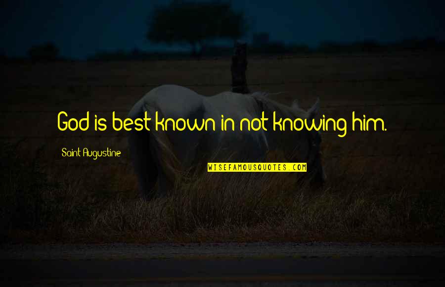 Frankley Reservoir Quotes By Saint Augustine: God is best known in not knowing him. Frankley Reservoir Quotes By Saint Augustine: God is best known in not knowing him.