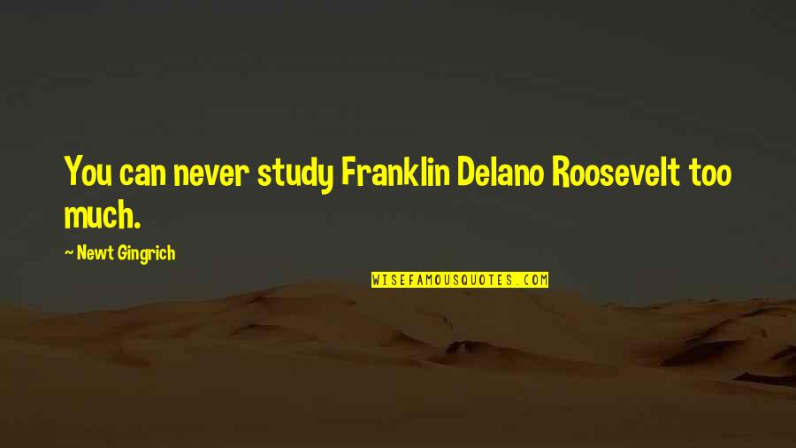 Franklin Roosevelt Quotes By Newt Gingrich: You can never study Franklin Delano Roosevelt too Franklin Roosevelt Quotes By Newt Gingrich: You can never study Franklin Delano Roosevelt too