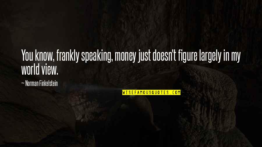 Frankly Speaking Quotes By Norman Finkelstein: You know, frankly speaking, money just doesn't figure