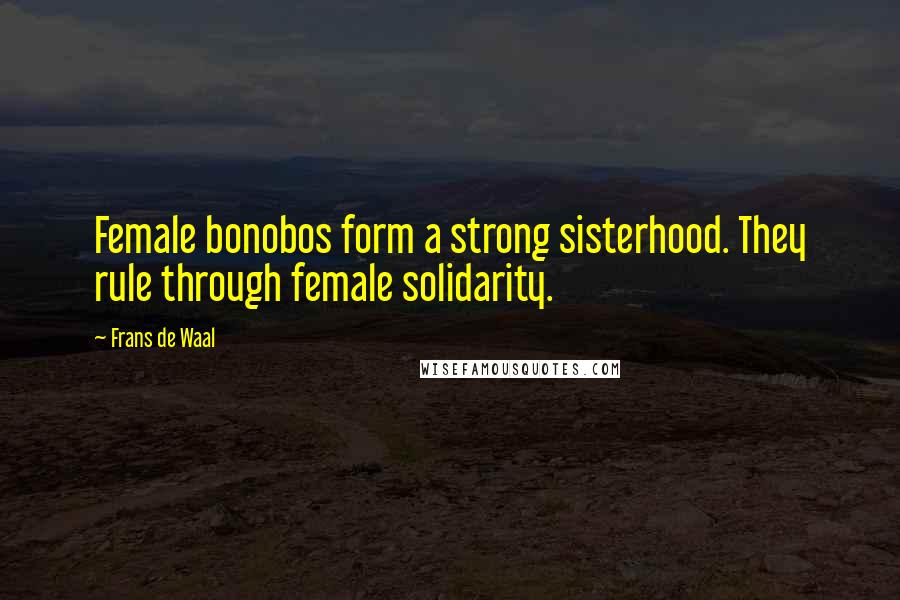 Frans De Waal quotes: Female bonobos form a strong sisterhood. They rule through female solidarity.