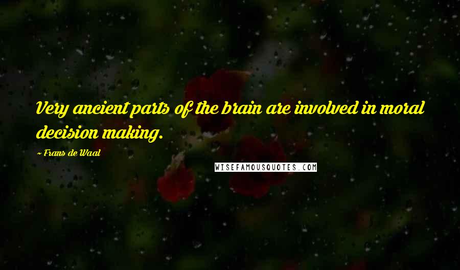 Frans De Waal quotes: Very ancient parts of the brain are involved in moral decision making.