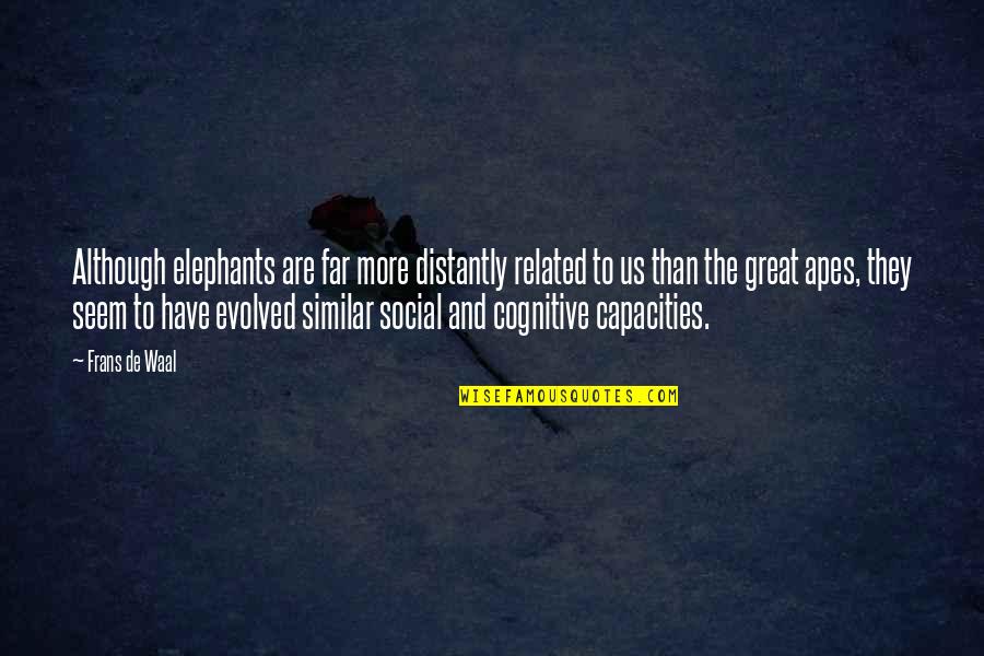 Frans Quotes By Frans De Waal: Although elephants are far more distantly related to