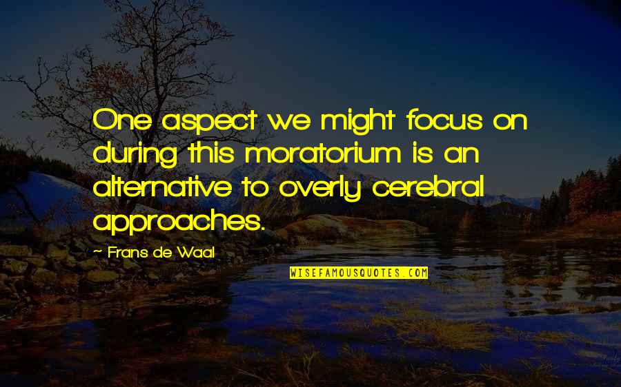 Frans Quotes By Frans De Waal: One aspect we might focus on during this