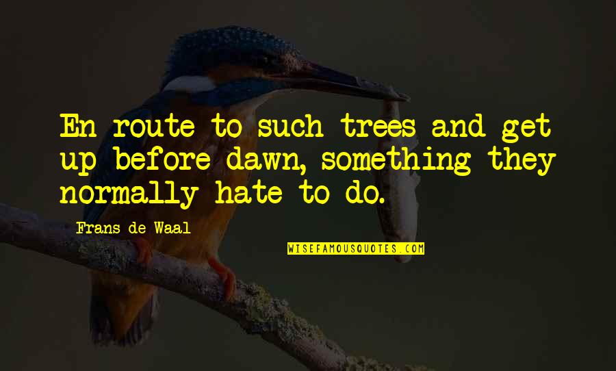 Frans Quotes By Frans De Waal: En route to such trees and get up