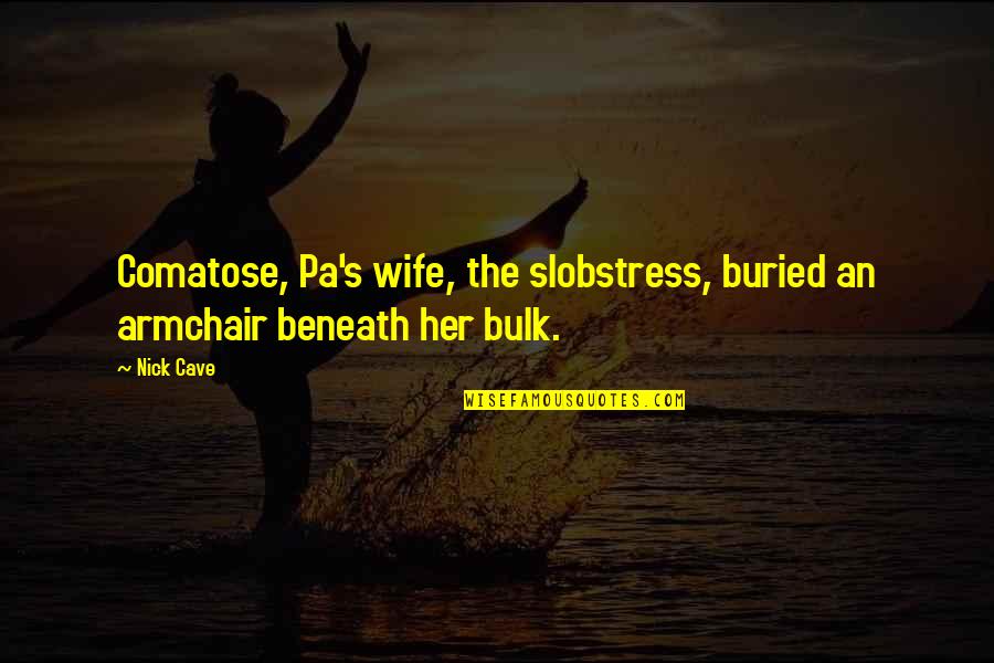 Fransje Rijks Quotes By Nick Cave: Comatose, Pa's wife, the slobstress, buried an armchair